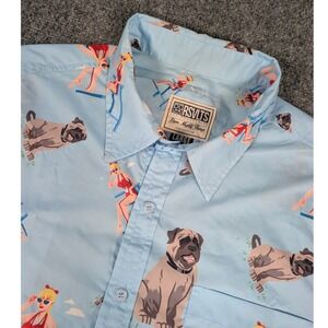 RSVLTS The Sandlot The Beast Wendy Peffercorn Shirt Mens Large Blue Short Sleeve